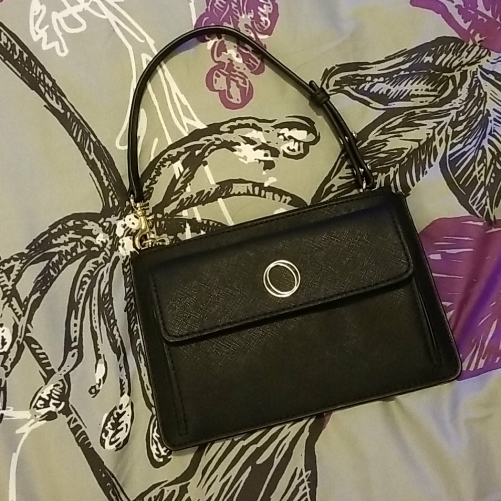 OROTON black leather wristlet wallet purse